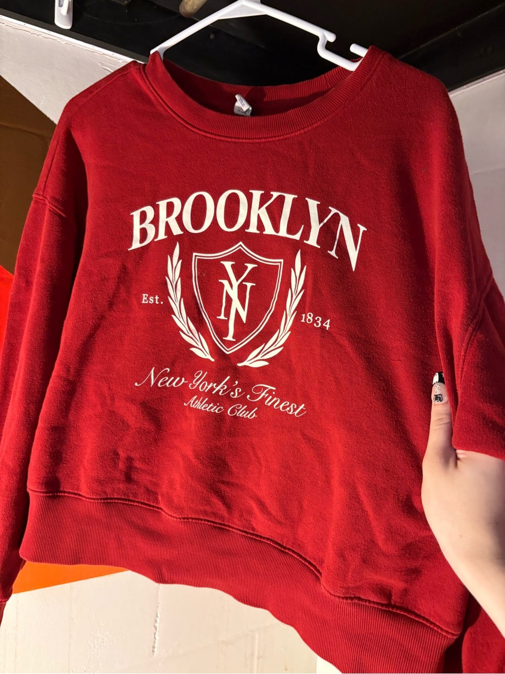 Old Navy Red Brooklyn Crest Crewneck Sweatshirt
